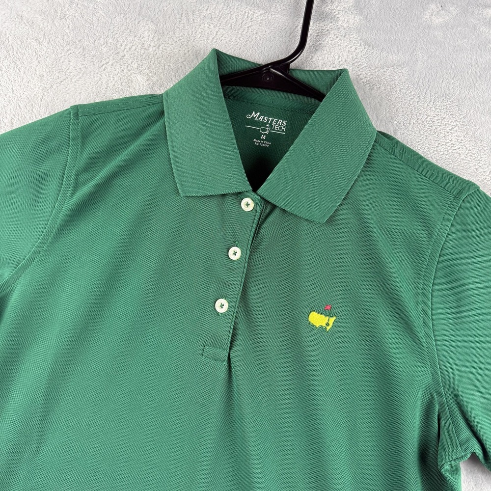 Masters Golf Polo Shirt Womens Medium Green Tech Augusta National Flag Logo